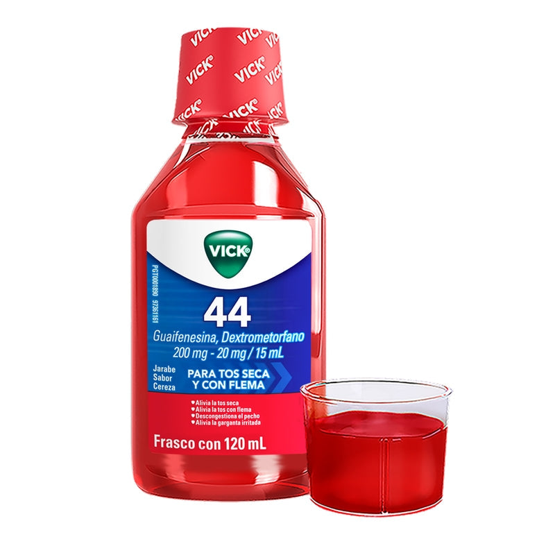 Vick 44 jarabe para tos seca y con flema sabor cereza 120mL - Farmacias Arrocha