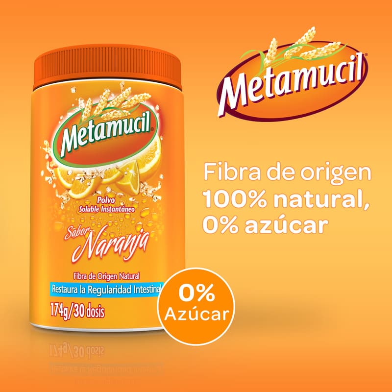 Metamucil Fibra Natural Sabor Naranja 174 G - 30 Dosis - Farmacias Arrocha