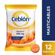 Cebión 500Mg Tabletas Masticables De Vitamina C Sabor A Mandarina Por 12 Unidads (Caja) - Farmacias Arrocha