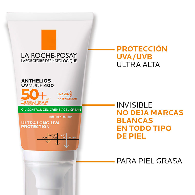 La Roche Posay Anthelios Uvmune 400 Oil Control Toque Seco Protector Solar Con Color Spf50+ 50Ml - Farmacias Arrocha
