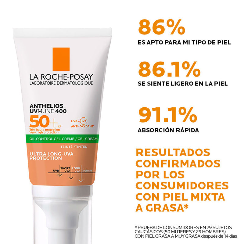 La Roche Posay Anthelios Uvmune 400 Oil Control Toque Seco Protector Solar Con Color Spf50+ 50Ml - Farmacias Arrocha