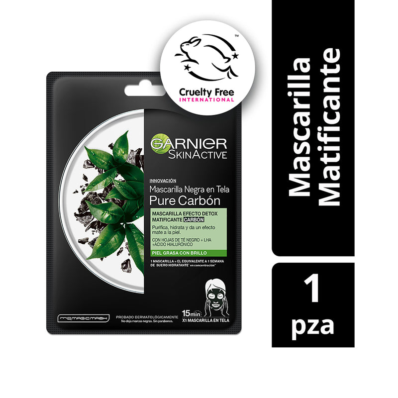Garnier Skin Active Mascarilla Negra en Tela Carbón - Farmacias Arrocha