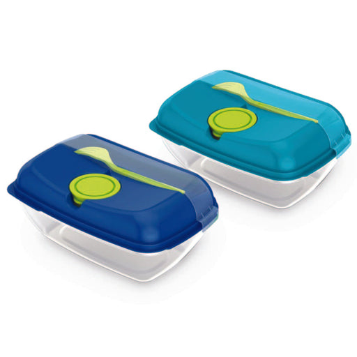 Set De 2 Envases Rectangulares Con Tapa y Cubiertos - Farmacias Arrocha