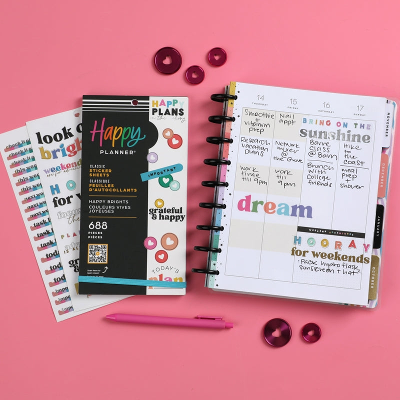 Happy Planner Hojas De Stickers Happy Brights 688 Pzas. - Farmacias Arrocha