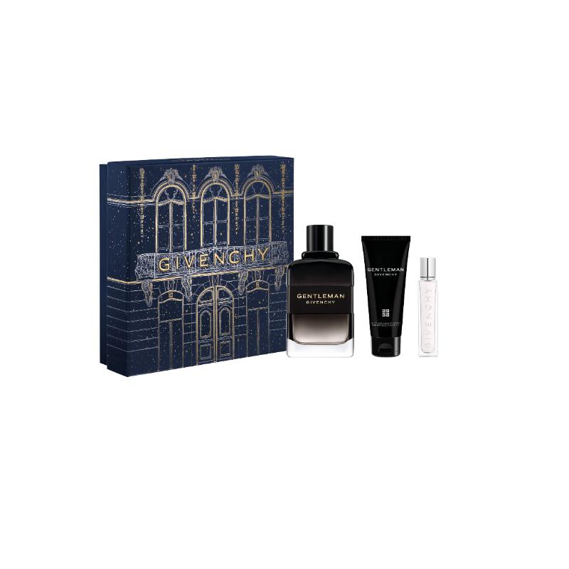Givenchy Set de fragancia masculina Gentleman Givenchy Eau de Parfum Boisée 100 ml + Shower Gel 75 ml+ Perfumero de viaje 12.5  ml - Farmacias Arrocha