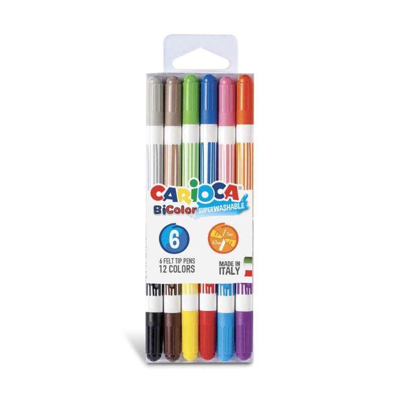 Carioca Bi Color Box 6Pcs Felt Tip Pens - Farmacias Arrocha