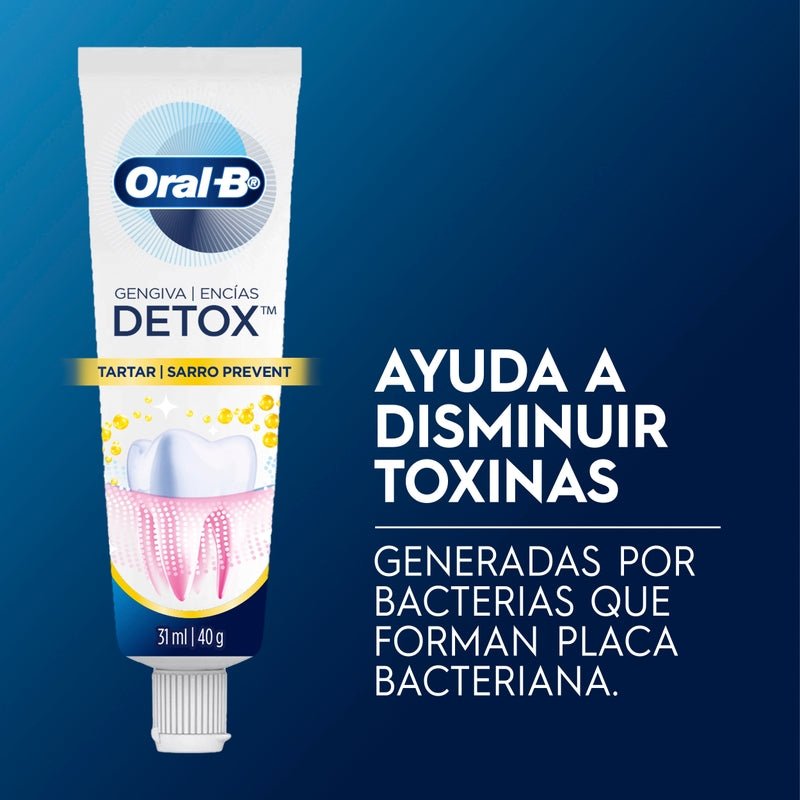 Pasta de dientes Oral - B Pack detox Sarro Prevent 31 ml + Cepillo de dientes Indicator Negro - Farmacias Arrocha