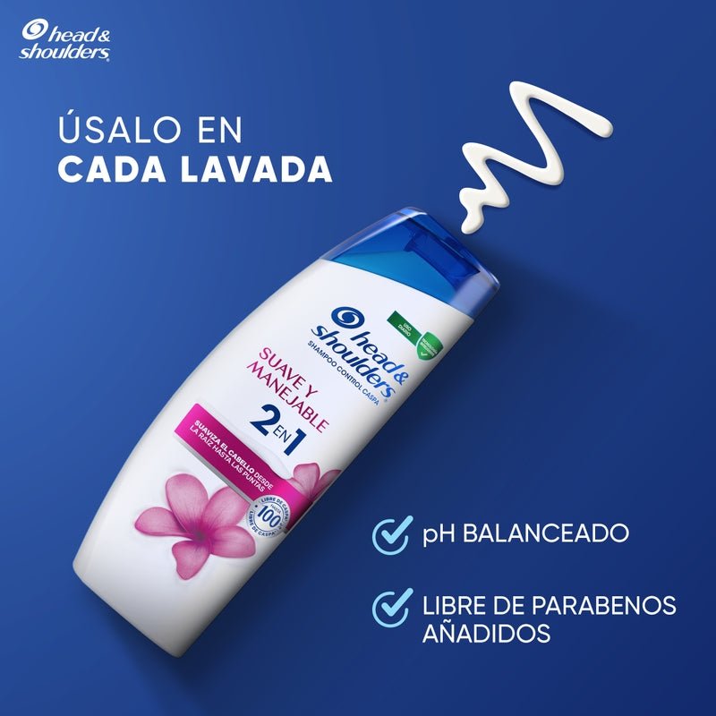Shampoo Control Caspa Head & Shoulders Suave Y Manejable 2 En 1 90 ml - Farmacias Arrocha