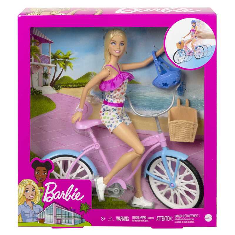 Barbie Muñeca Paseo en Bicicleta con Casco y Botella de agua - Farmacias Arrocha