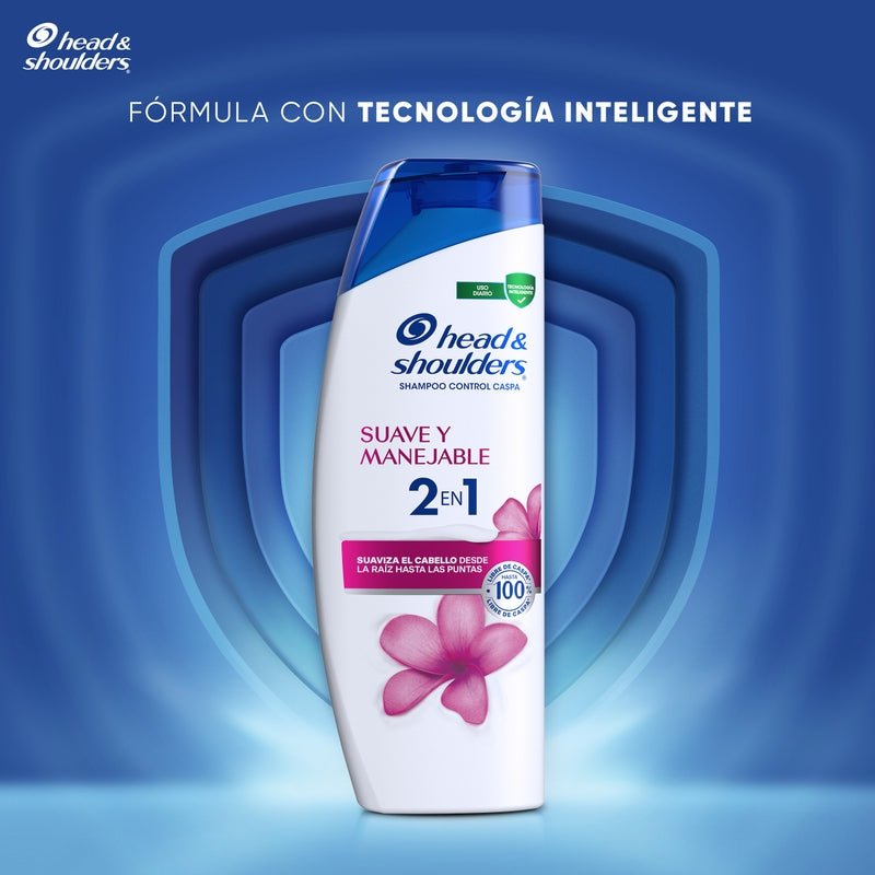 Shampoo Control Caspa Head & Shoulders Suave Y Manejable 2 En 1 375 ml + 180 ml Pack 2 Unidades - Farmacias Arrocha