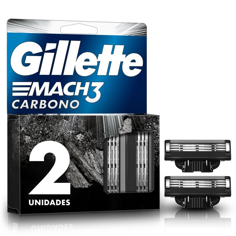 Repuesto para Máquina de afeitar Gillette Mach3 Carbono con 3 hojas, 2 uds - Farmacias Arrocha