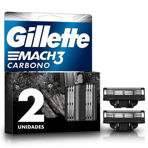 Repuesto para Máquina de afeitar Gillette Mach3 Carbono con 3 hojas, 2 uds - Farmacias Arrocha