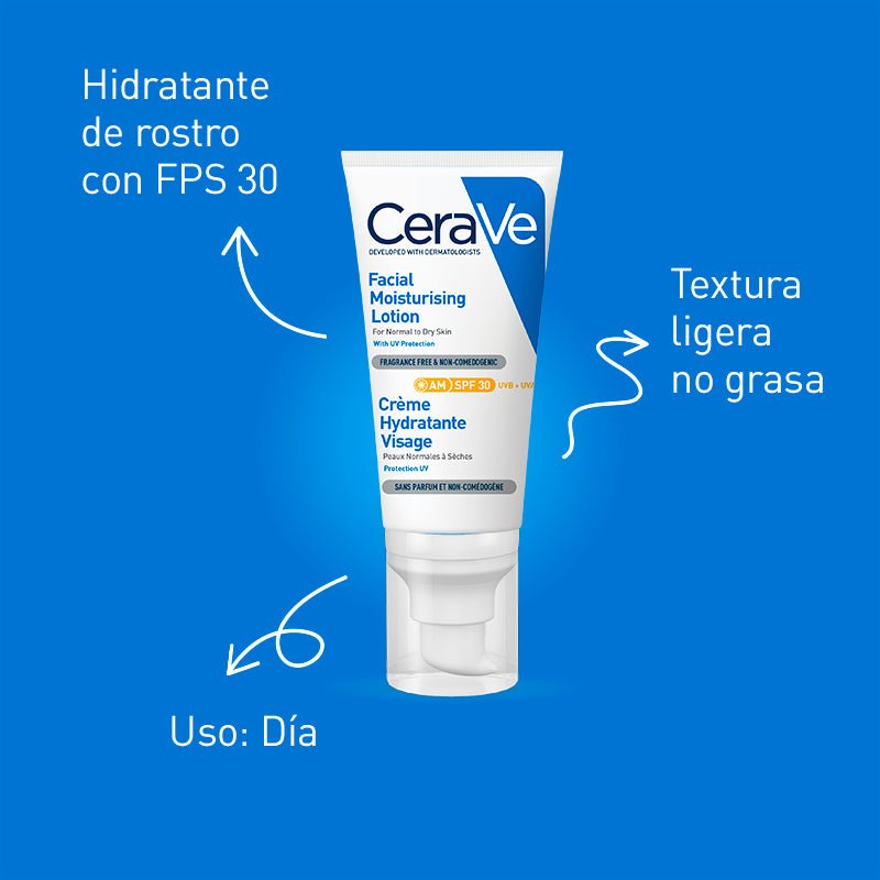 Cerave Locion Hidratante De Rostro Para El Dia Spf30+ 52Ml - Farmacias Arrocha