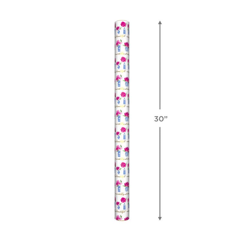 Hallmark Papel De Regalo Flores Rosas - Jarrones Azules 25Ft² - Farmacias Arrocha