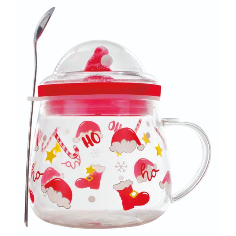 Taza De Vidrio Navideña Con Cuchara - Farmacias Arrocha