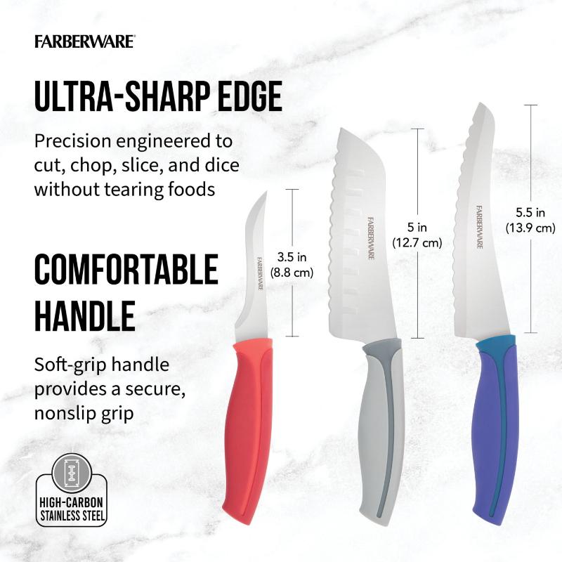 Faberware Set De 3 Cuchillos De Cocina Multiusos - Farmacias Arrocha