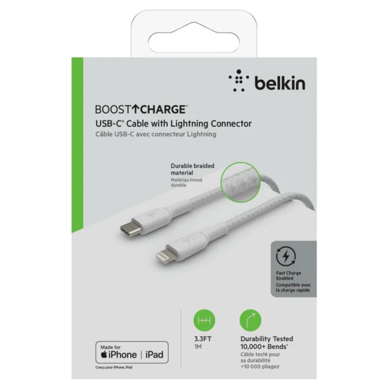 Belkin Cable Lightning Tejido Blanco 3.3Ft - Farmacias Arrocha