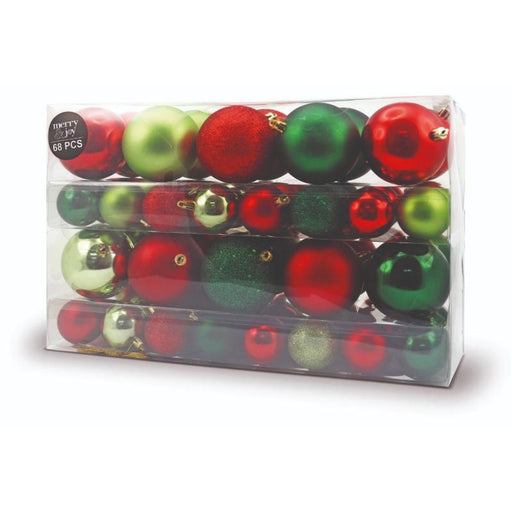 Set de 68 Esferas Navideñas Rojo, Verde y Dorado - Farmacias Arrocha