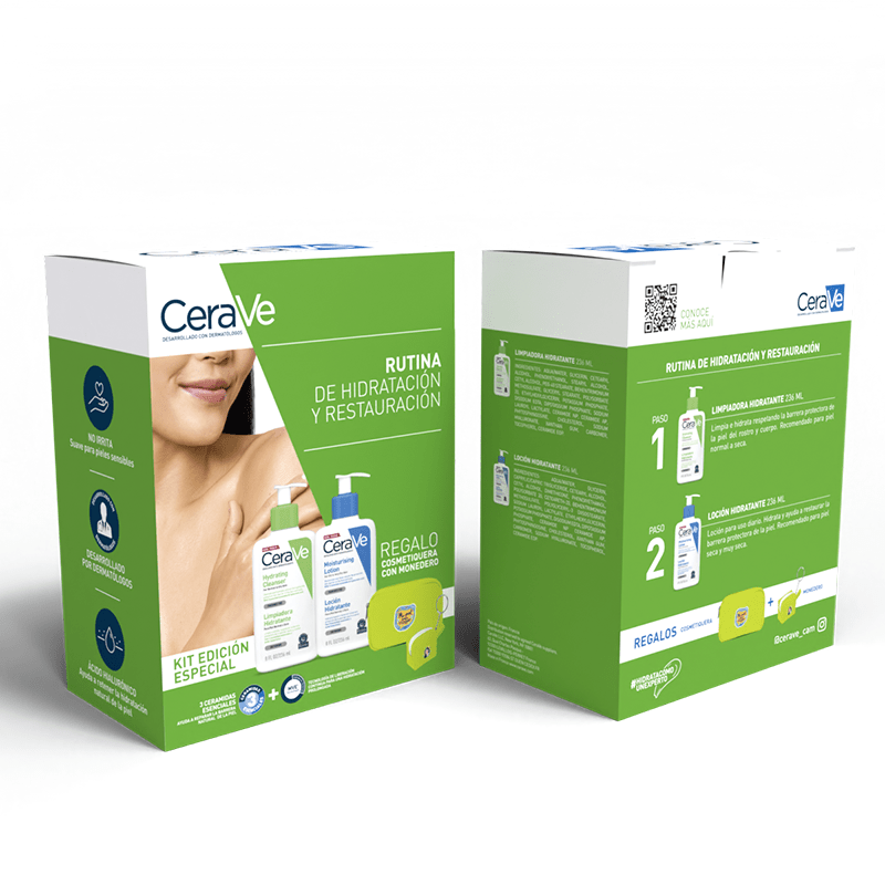 Cerave Kit Locion hidratante 8oz + Limpiadora hidratante 8oz + regalos - Farmacias Arrocha