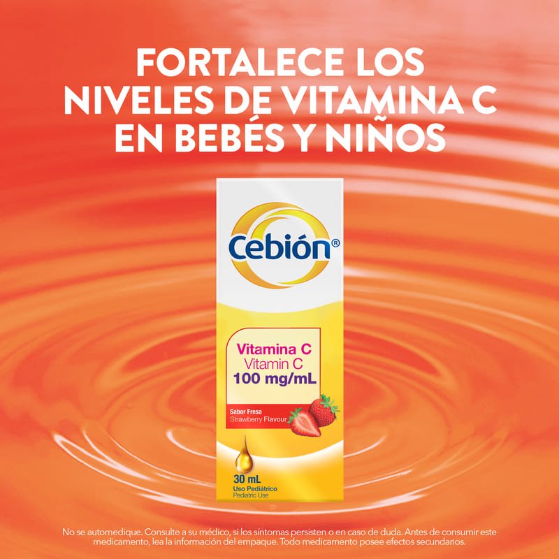 Cebión 100 Mg/Ml Gotas De Vitamina C Sabor A Fresa Con 30Ml - Farmacias Arrocha
