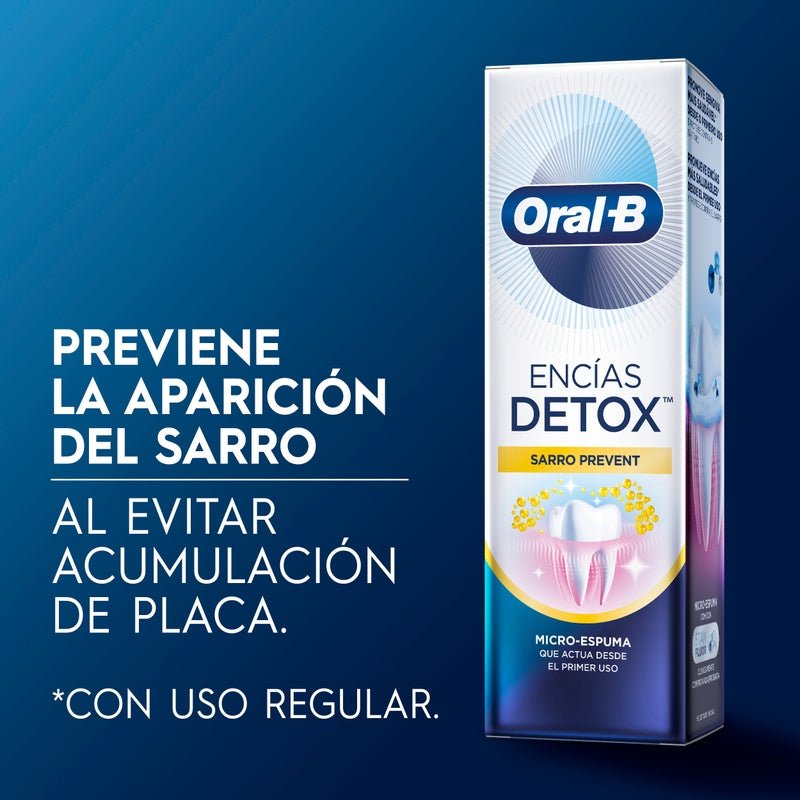 Pasta de dientes Oral - B Pack detox Sarro Prevent 31 ml + Cepillo de dientes Indicator Negro - Farmacias Arrocha