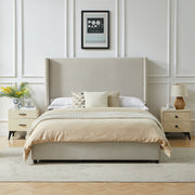 Cama tapizada con respaldar en lateral Taupe - Farmacias Arrocha