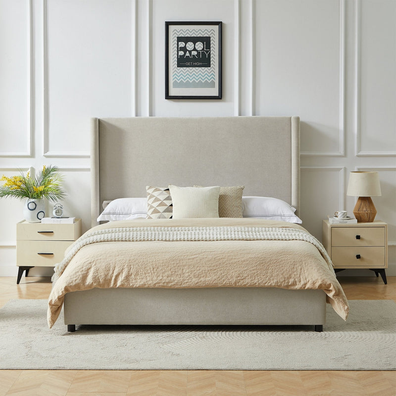Cama tapizada con respaldar en lateral Taupe - Farmacias Arrocha
