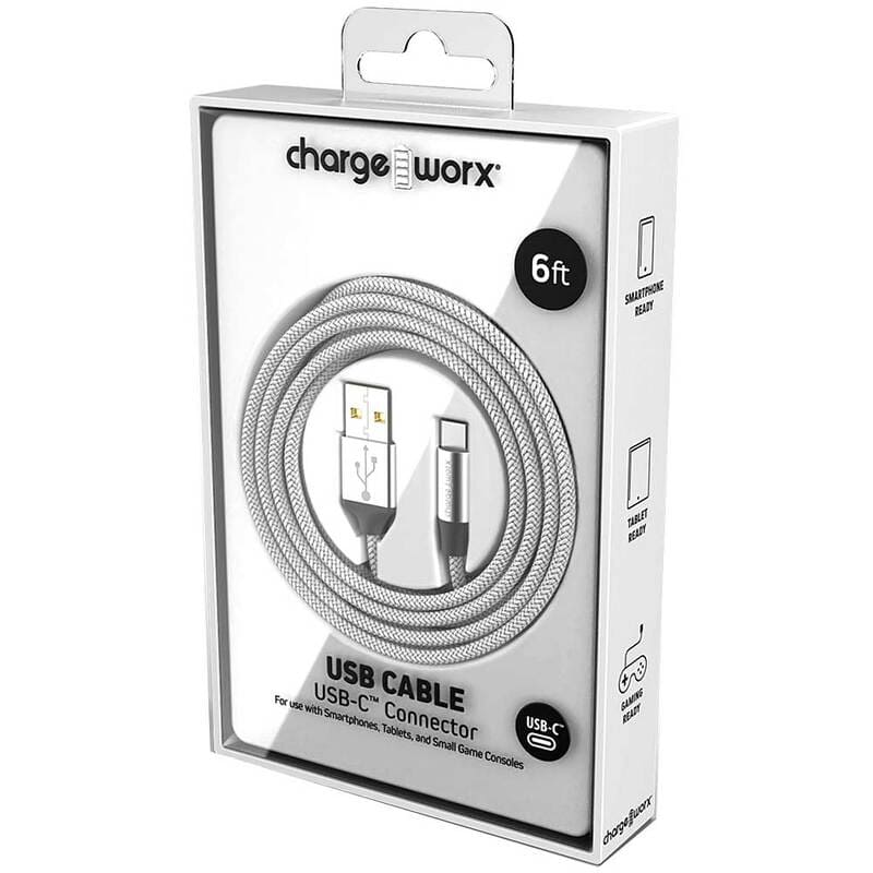 Chargeworx Cable Tipo C Silver 6Ft - Farmacias Arrocha