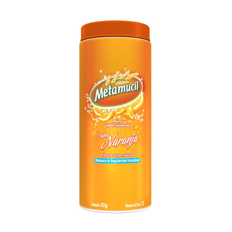Metamucil Fibra Natural Sabor Naranja 425 G - 72 Dosis - Farmacias Arrocha