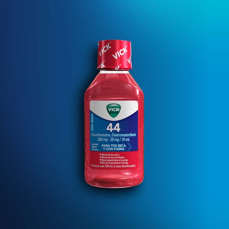 Vick 44 jarabe para tos seca y con flema sabor cereza 120mL - Farmacias Arrocha