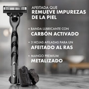 Máquina de afeitar Gillette Mach3 Carbono con Carbón Activado y 3 hojas, 1 ud - Farmacias Arrocha