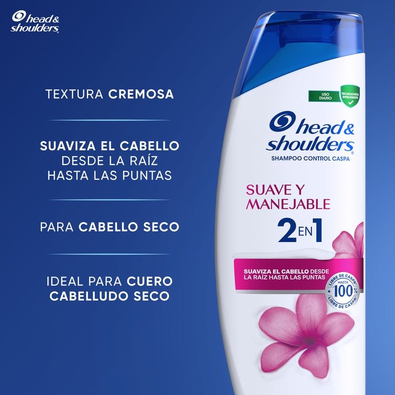 Shampoo Control Caspa Head & Shoulders Suave Y Manejable 2 En 1 90 ml - Farmacias Arrocha