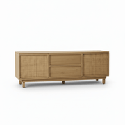Consola para TV de 55" de madera y mimbre natural. - Farmacias Arrocha