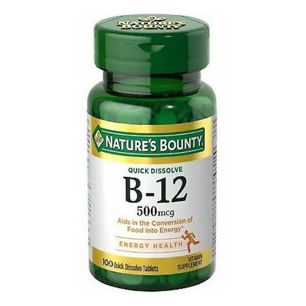 Nature's Bounty B12 Sublingual 500 mcg 100 tabletas - Farmacias Arrocha