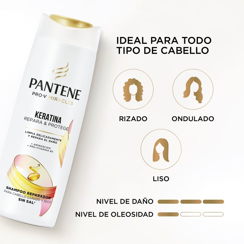 Shampoo Reparador Pantene Pro - v Miracles Keratina Repara Y Protege 300 ml - Farmacias Arrocha