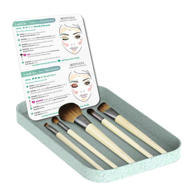 Ecotools Juego De Brochas De Maquillaje Para Sombra De Ojos, Base, Labial Y Corrector, Juego De 5 - Farmacias Arrocha