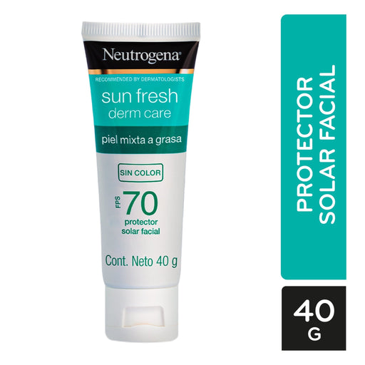 Neutrogena Sun Fresh Derm Care Protector solar facial Sin color FPS 70 40gr - Farmacias Arrocha