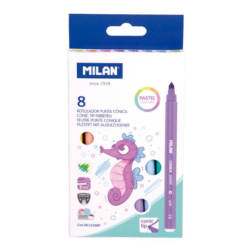 Milan Estuche 8 Rotul. Pastel Punta Conica - Farmacias Arrocha