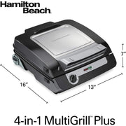 Hamilton Beach Combo de Parrilla Interior Y Plancha Eléctrica 4 en 1 - Farmacias Arrocha