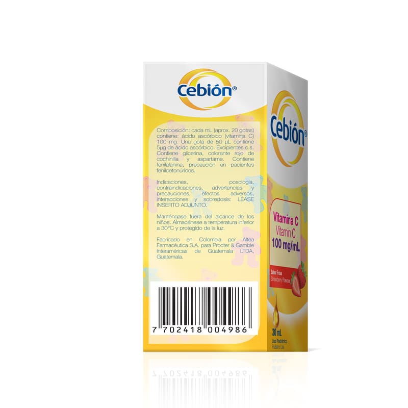 Cebión 100 Mg/Ml Gotas De Vitamina C Sabor A Fresa Con 30Ml - Farmacias Arrocha