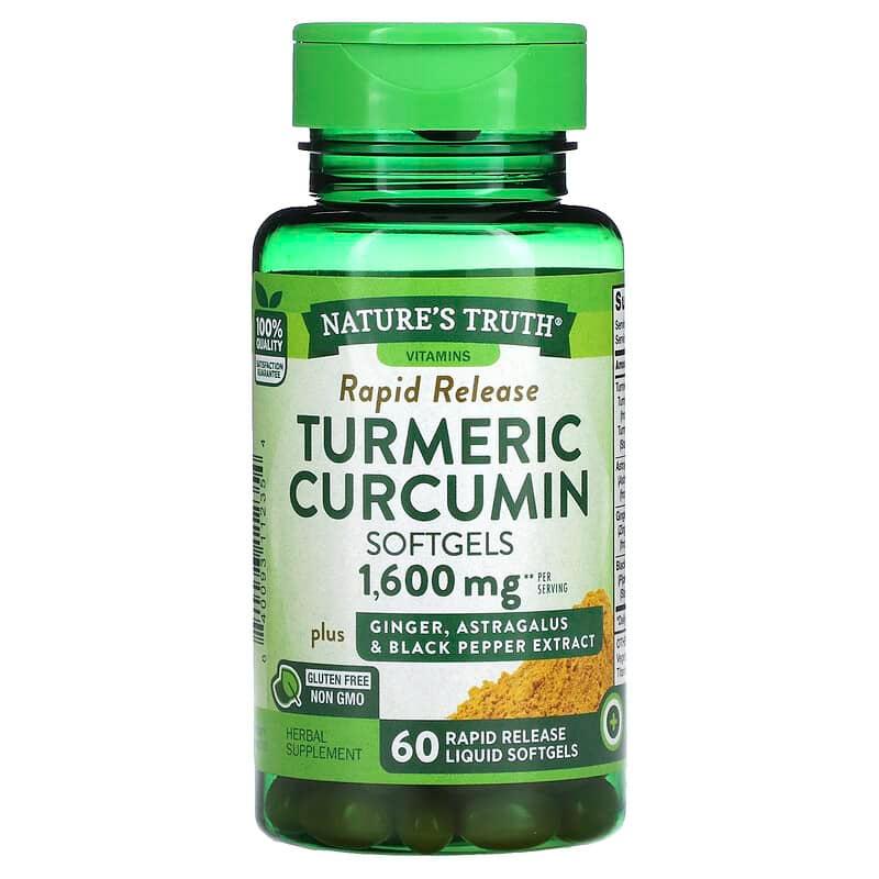 Nature'S Truth Turmeric 1600Mg Pep Ext Cmplx 60 Softgel - Farmacias Arrocha