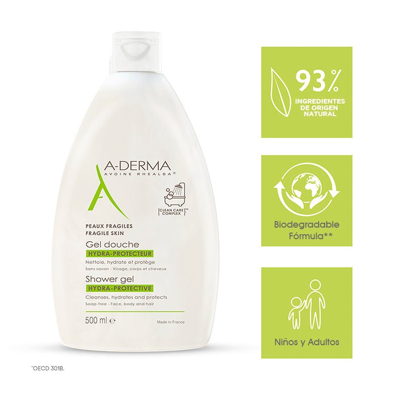 A-Derma Gel Hydra-Protector 500Ml Higiene Barrera Protectora - Farmacias Arrocha