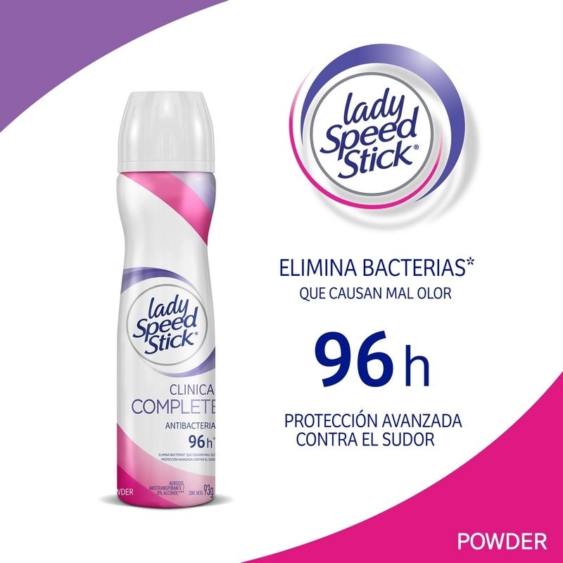 Desodorante Lady Speed Stick Clinical Complete Protection Powder Aerosol 93 g - Farmacias Arrocha