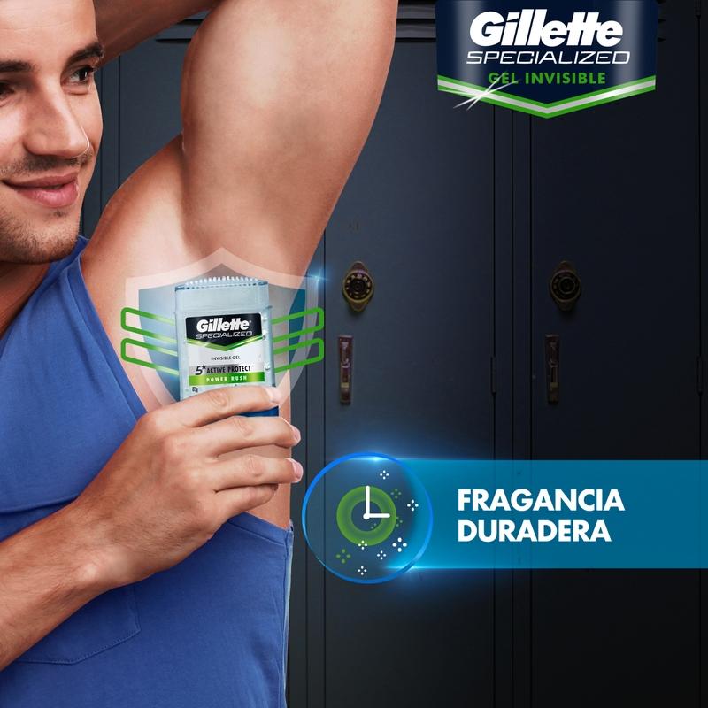 Gel Invisible Antitranspirante Gillette Specialized Power Rush 82 g - Farmacias Arrocha
