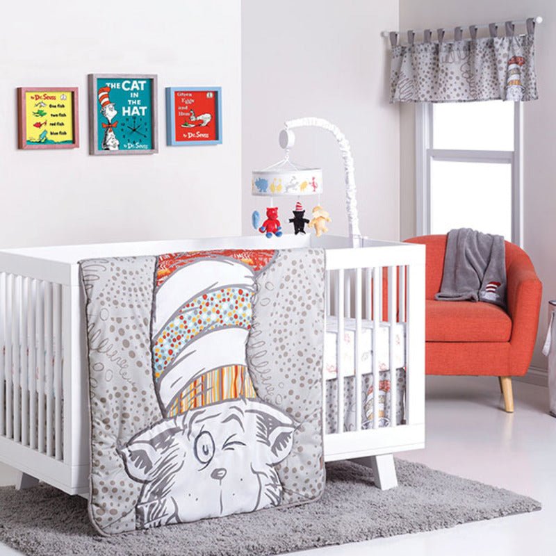 Dr. Seuss Peek-A-Boo Cat In The Hat 4 Piece Crib Beddingn Set - Farmacias Arrocha
