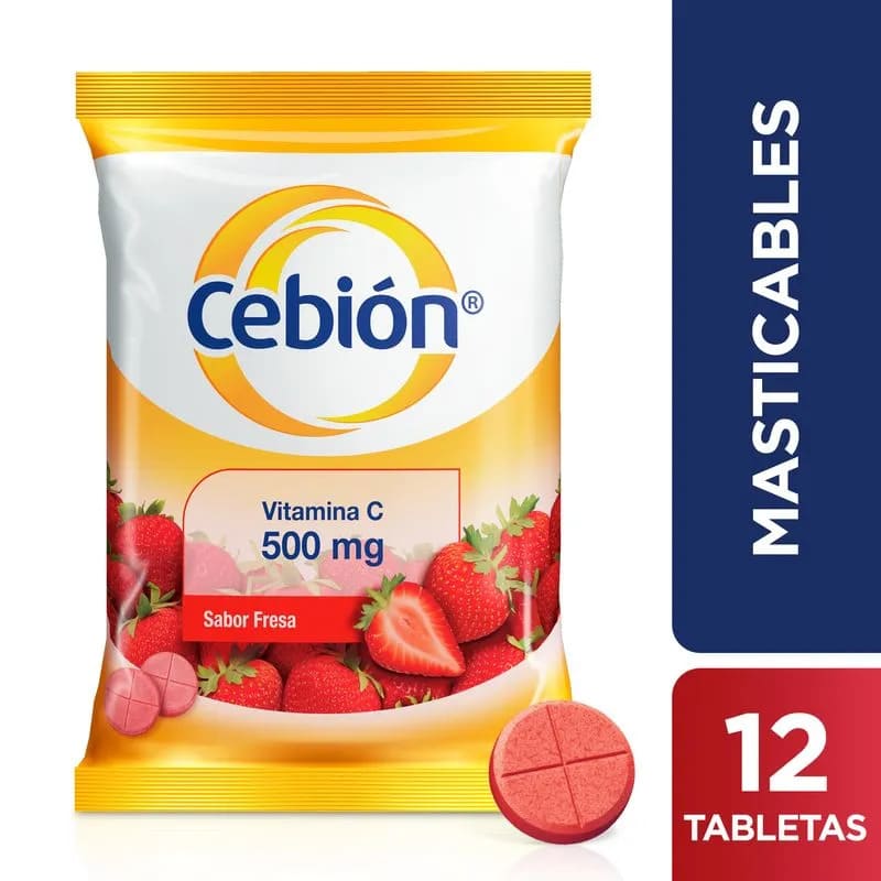 Cebión Tabletas Masticables De Vitamina C Sabor Fresa Por 12 Unidades - Farmacias Arrocha
