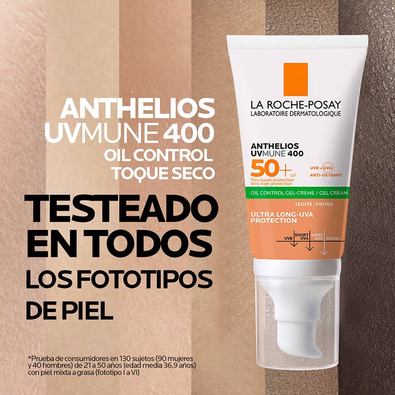 La Roche Posay Anthelios Uvmune 400 Oil Control Toque Seco Protector Solar Con Color Spf50+ 50Ml - Farmacias Arrocha