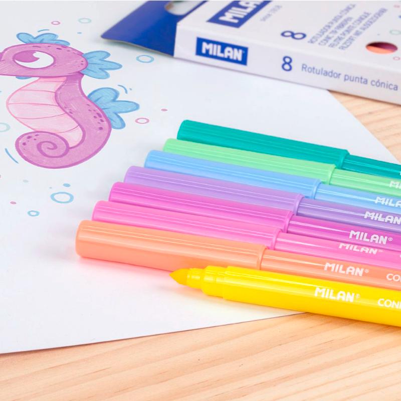 Milan Estuche 8 Rotul. Pastel Punta Conica - Farmacias Arrocha