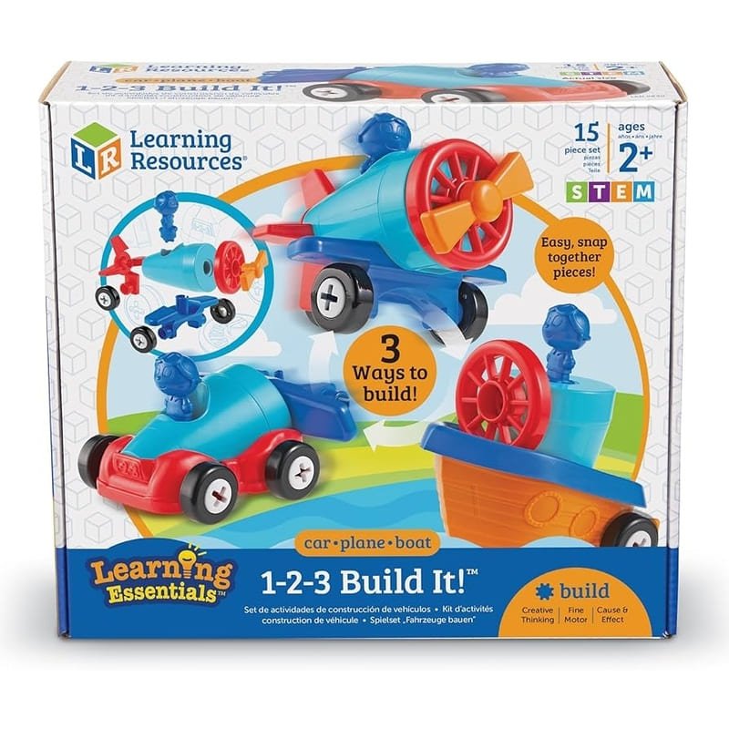 Learning Resources 1 - 2 - 3 Build It!™ Car - Plane - Boat - Farmacias Arrocha