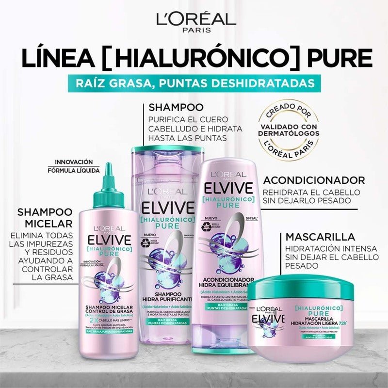 L'Oreal Elvive Tratamiento Hidra Hialurónico Pure 300 G - Farmacias Arrocha